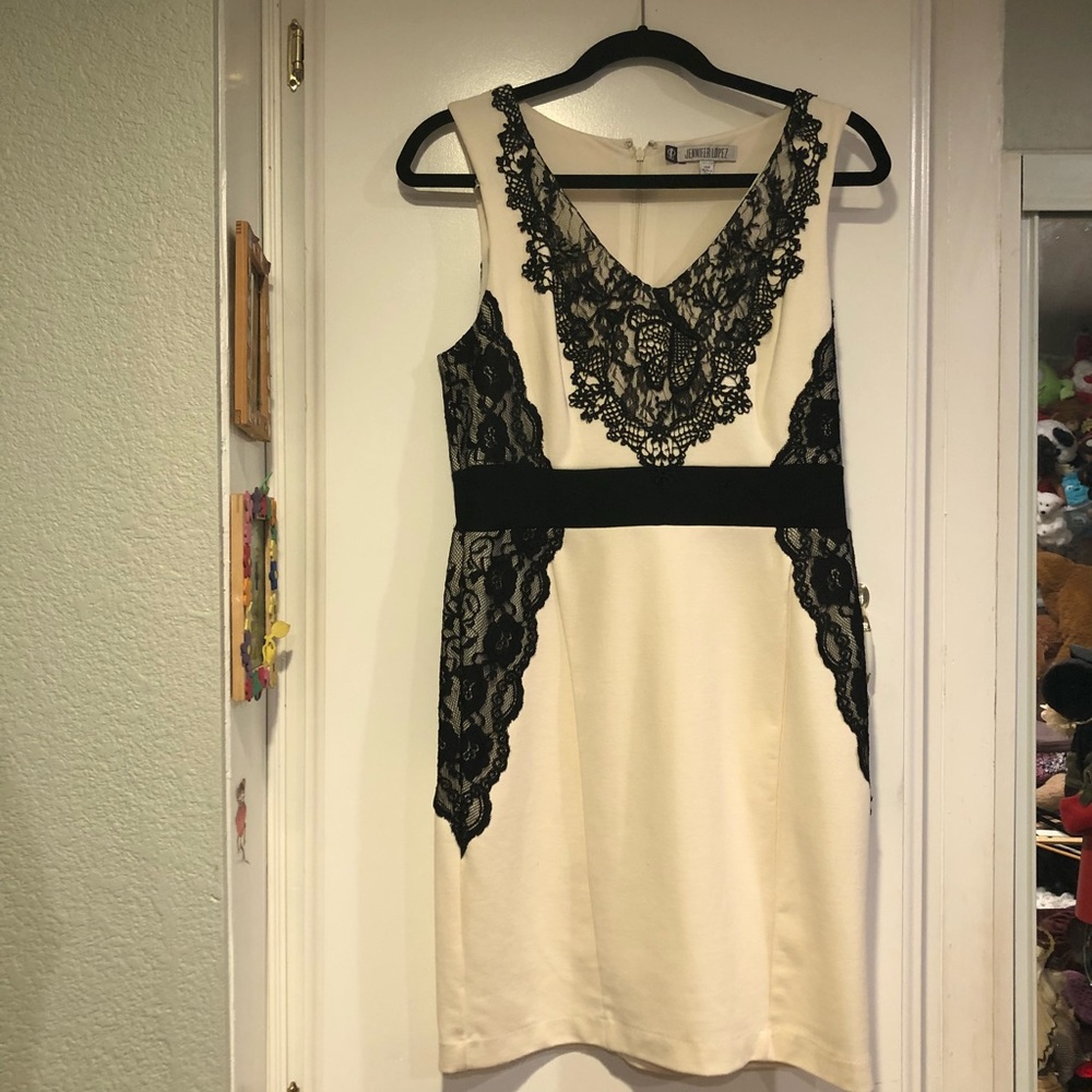 Cream white and black dress